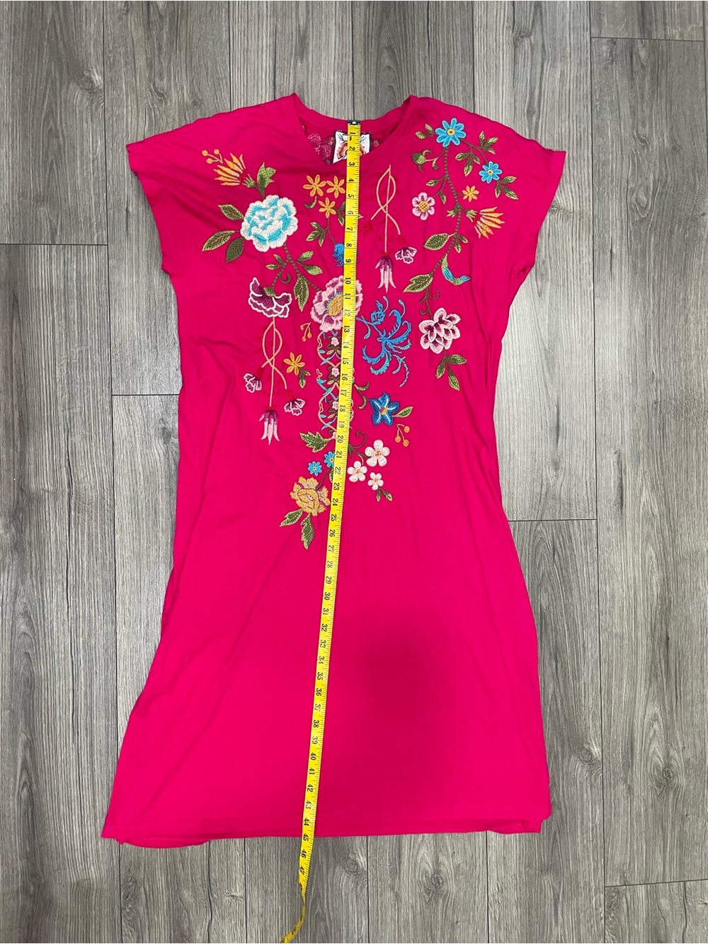 Johnny Was Fuchsia Embroidered SHERI RELAXED KNIT DRESS Maxi L - Picture 5 of 6